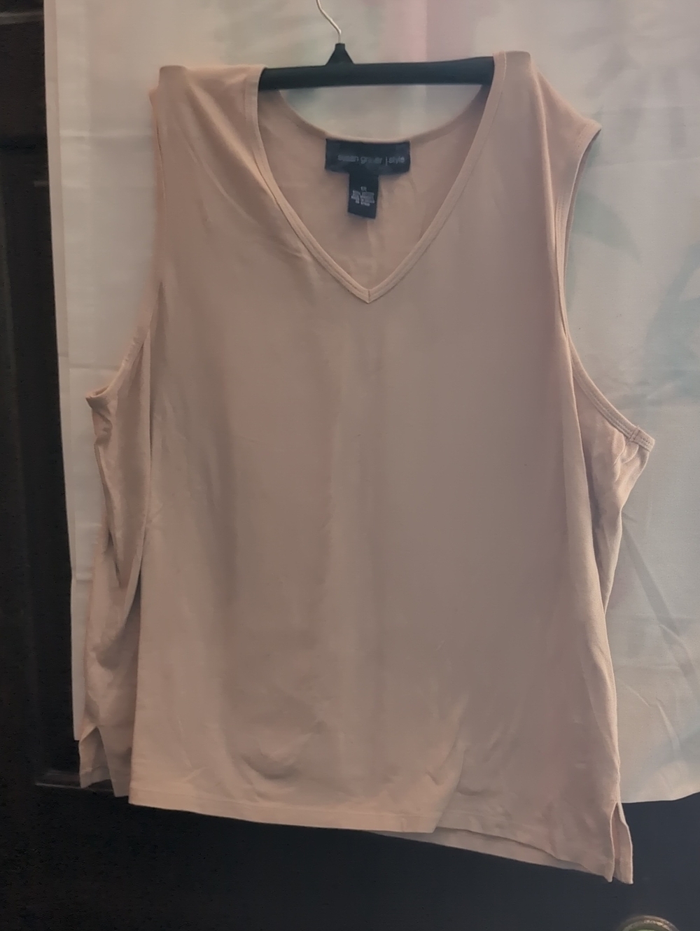 Susan Graver Sleeveless V-Neck Tank in Light Beige